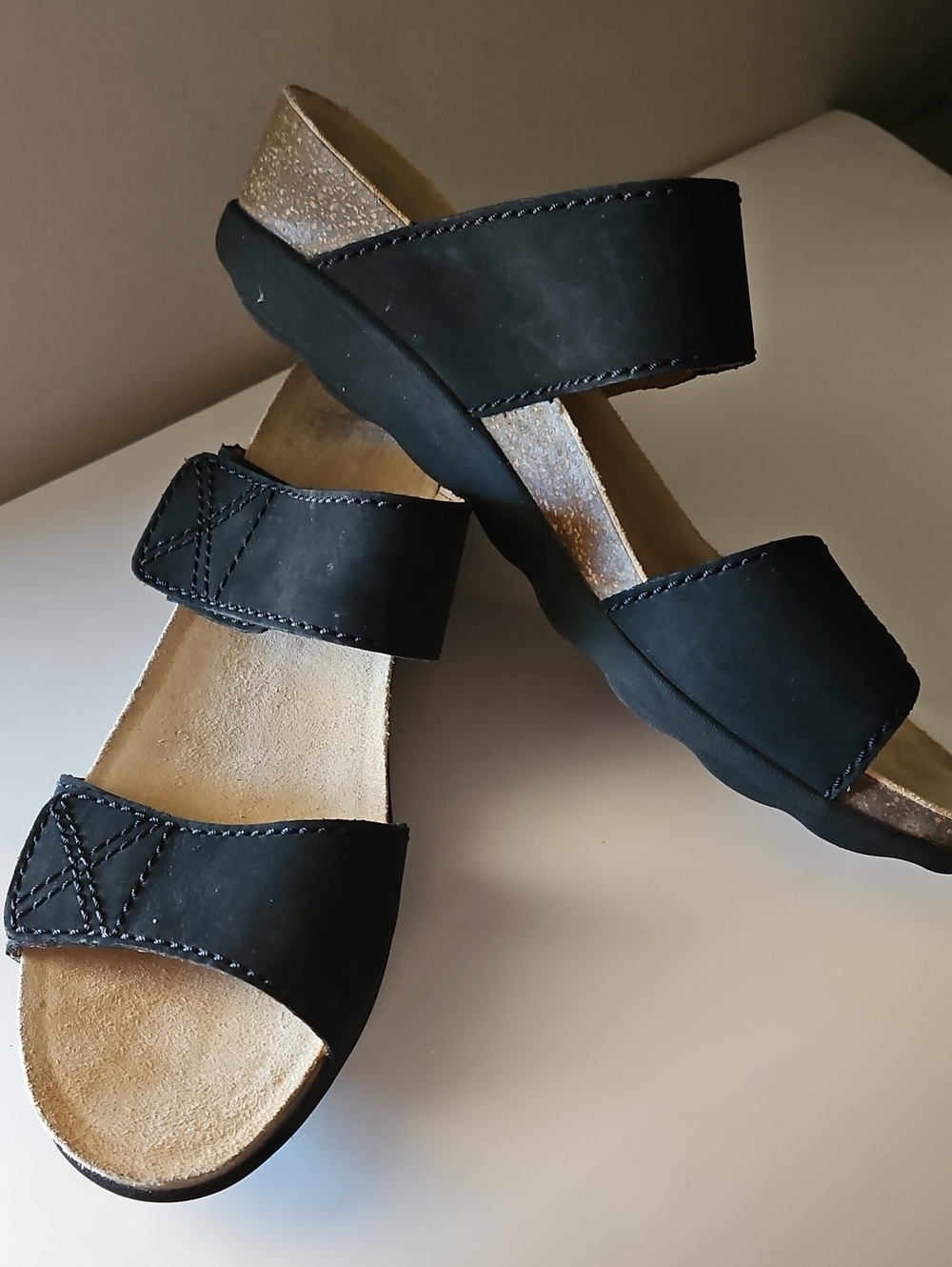 DANSKO MADDY BLACK SUEDE STRAP WEDGE SANDALS SZ   42/11-11.5